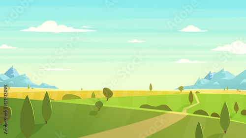 Natural landscape Cartoon vector illustration