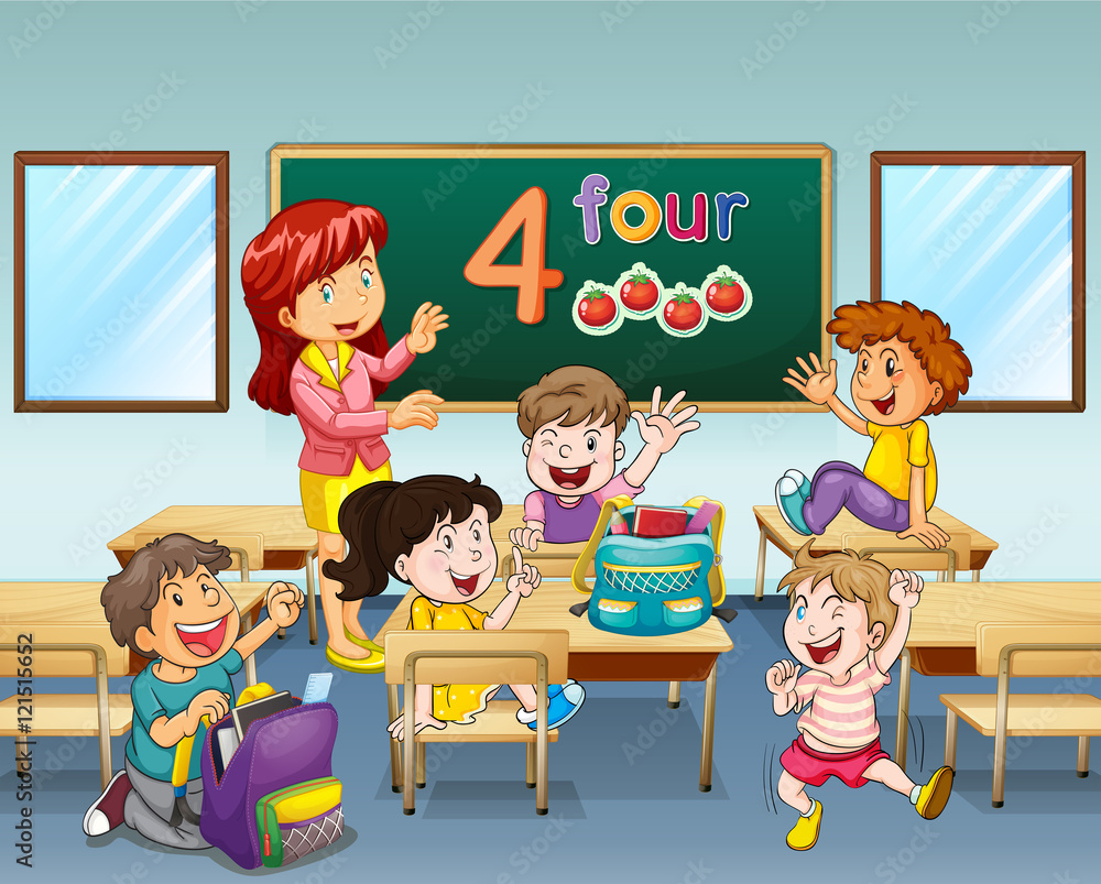 Teacher and students in classroom Stock Vector | Adobe Stock