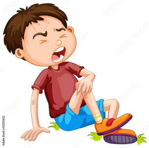Boy hurting from accident