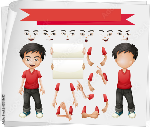 Boy with different set of faces