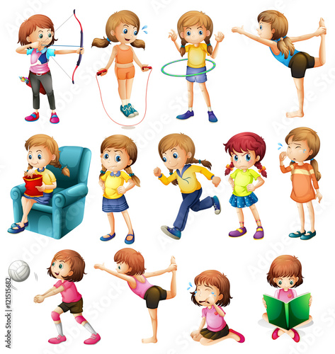 Girls doing different activities