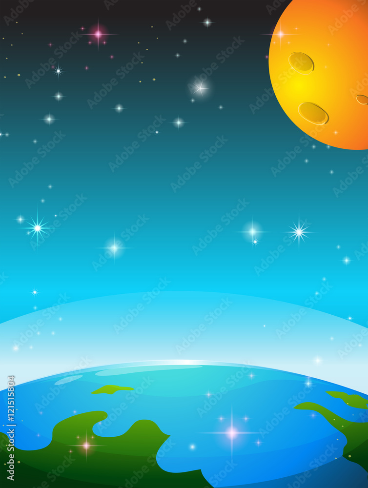 Fototapeta premium Space scene with earth and moon