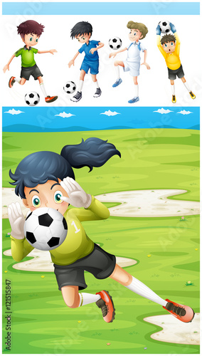 Football players in the field
