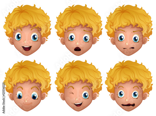 Boy with different facial expressions