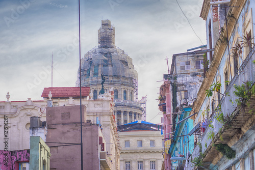 Old Havana buildings and Capitol dome photo