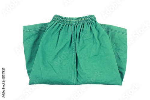 green folding short pants isolated on white