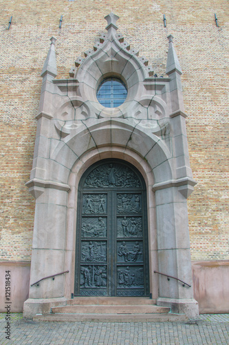 metal entrance door to the old Christian Catholic Church