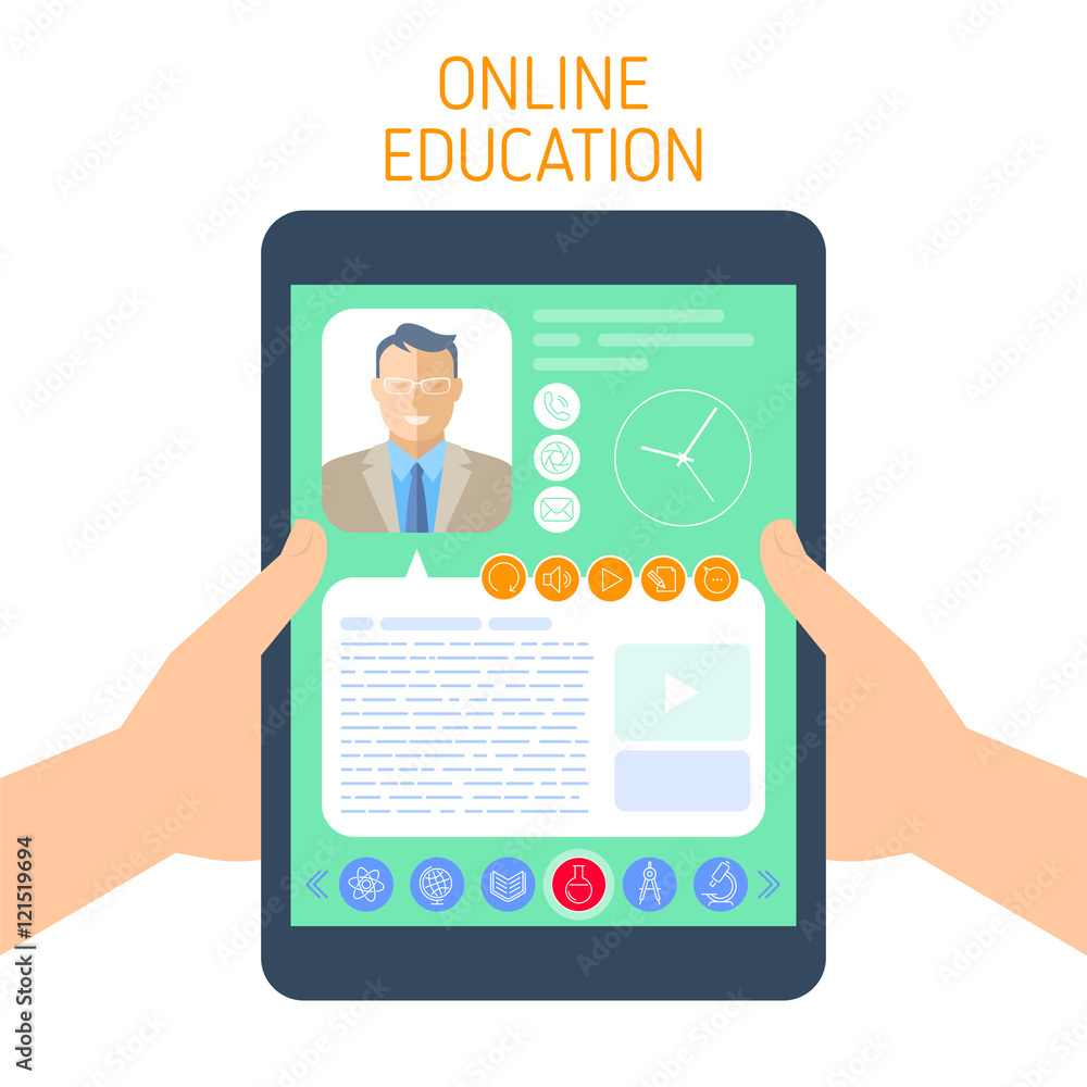 Online school and e-learning concept vector flat illustration. Online school and e-learning concept vector flat illustration.
