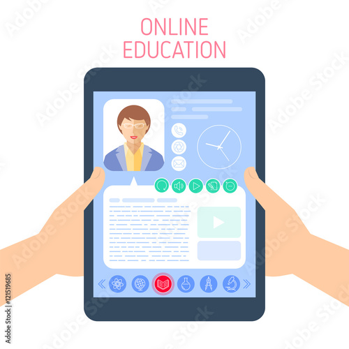 School and online education concept vector flat illustration.