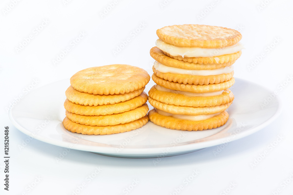 crackers or biscuits on white background crackers or biscuits on white background