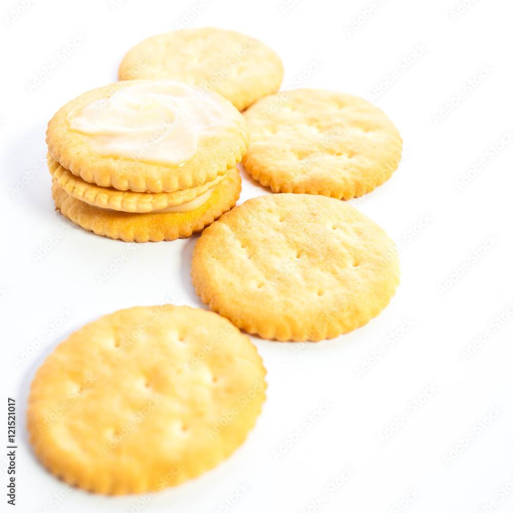 crackers or biscuits on white background crackers or biscuits on white background