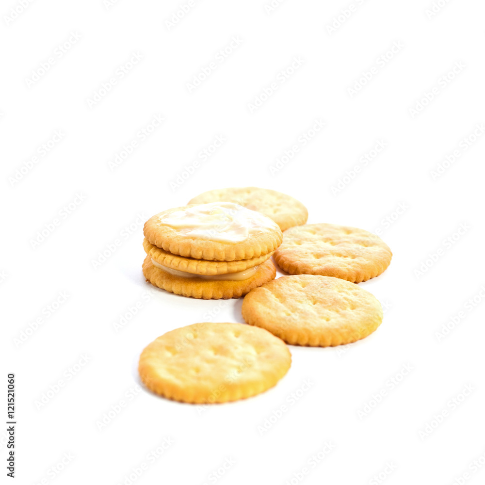 crackers or biscuits on white background crackers or biscuits on white background