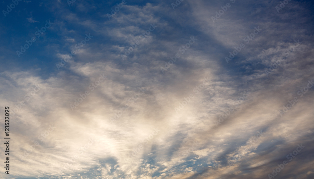 Clouds on background blue sky.