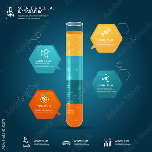 Vector test tube glass education-chemistry infographic concept