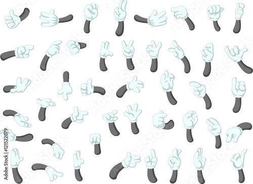collection of hand cartoon with different gestures