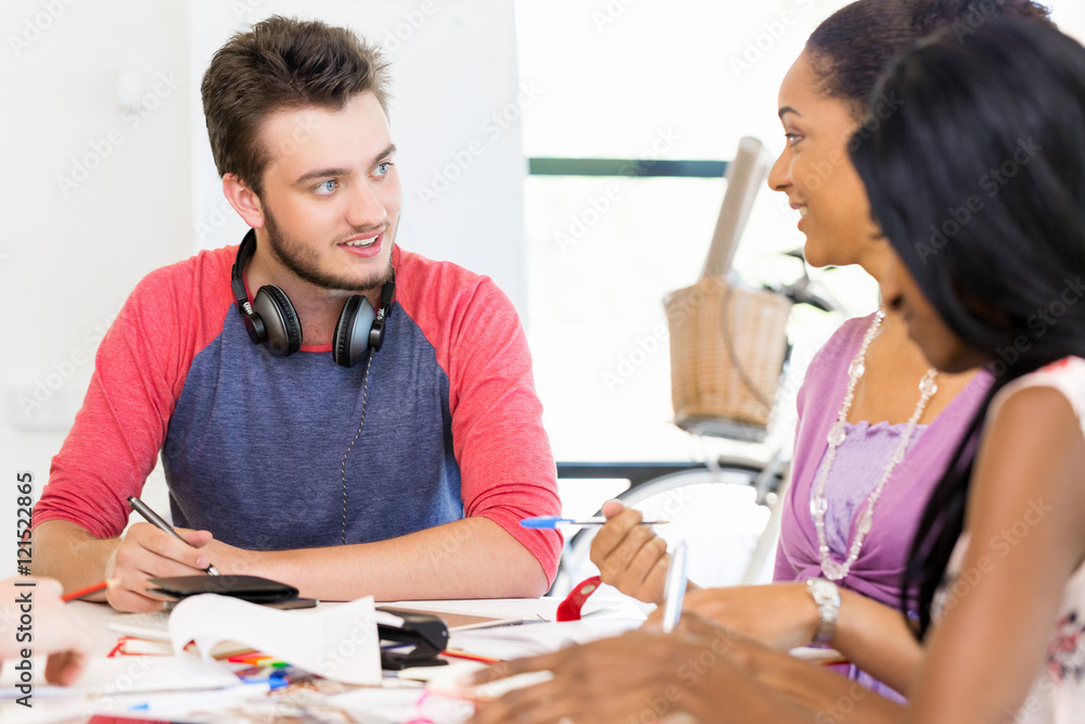 Young office workers or students as a team Young office workers or students as a team