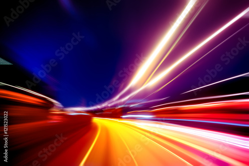 moving traffic light trails at night
