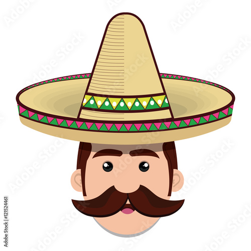 face man mexican hat and moustache graphic vector illustration eps 10