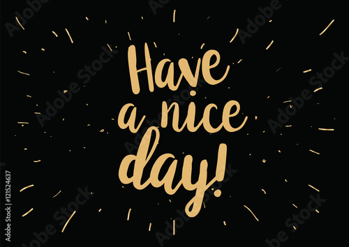 Have a nice day inscription. Greeting card with calligraphy. Hand drawn design. Black and white.