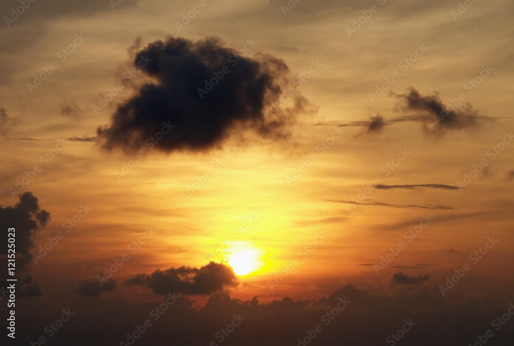 beautiful sunset on the sea with beautiful cloud, subject is blu