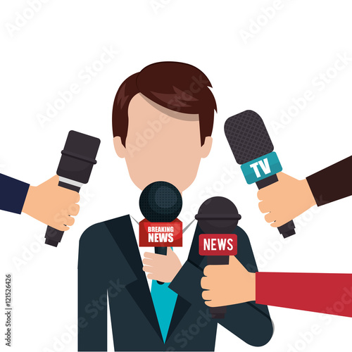 character microphone interview graphic vector illustration eps 10