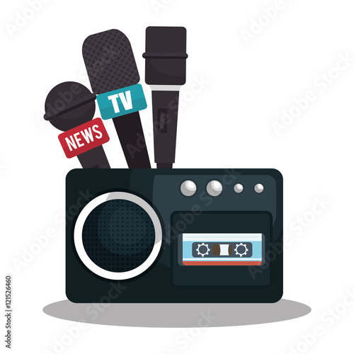 tape recorder cassette news microphone graphic vector illustration eps 10
