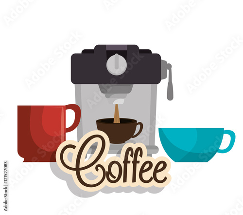 maker coffee and three cup graphic vector illustration eps 10