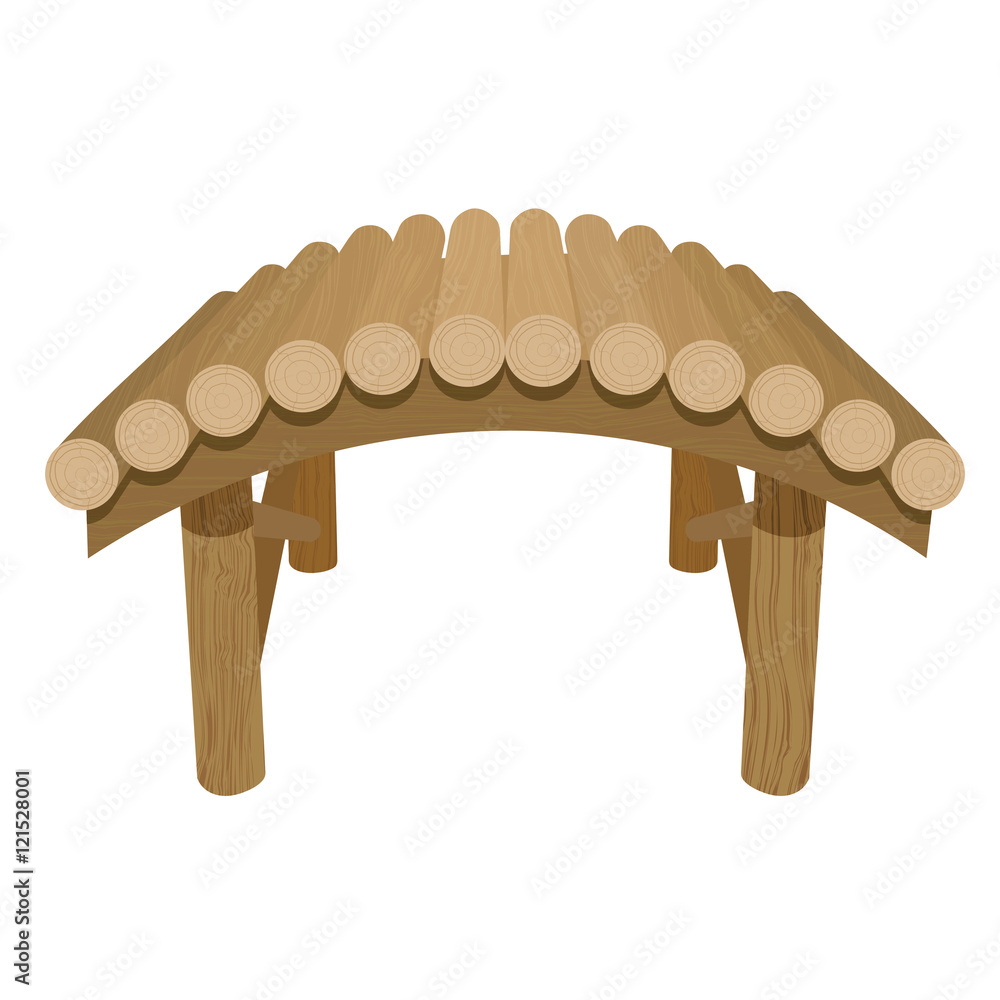 Rural wooden bridge on a white background. Colored Vector image Stock ...