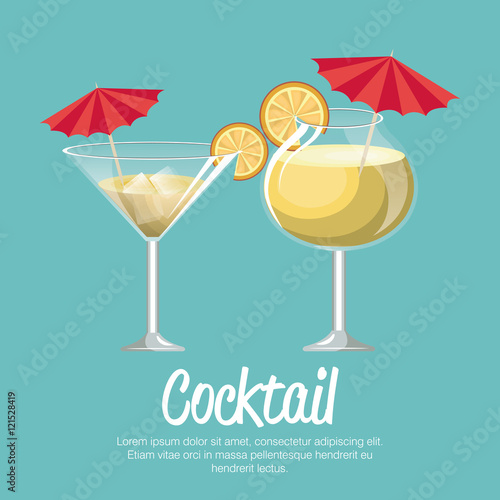 cocktail pineapple and martini with umbrella vector illustration eps 10