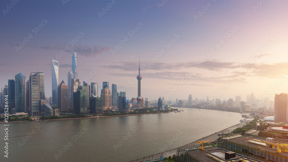 Naklejka premium Shanghai city skyline