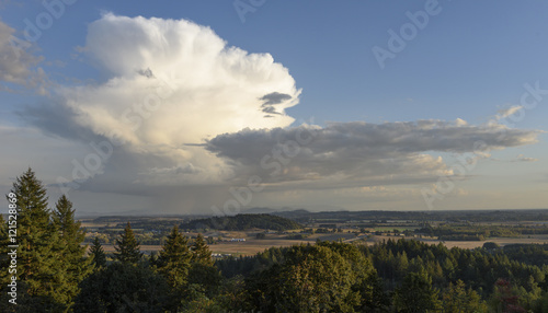 Isolated Thunderhead at Sunset in the Mid Willamette Valley