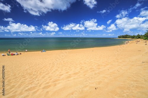 The popular Sunset Beach is on the North Shore of Oahu in Hawaii and known for big wave surfing during the winter season with the nearby Banzai Pipeline and Waimea Bay. In summer  the sea is calm.