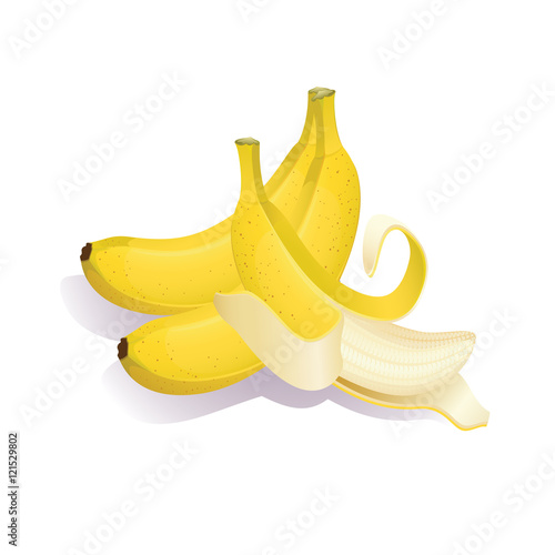 Yellow bananas on a white