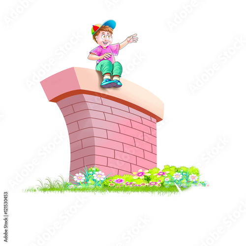 Boy on a wall