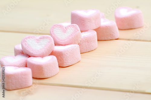 Happy Valentine Day , Heart Shape on wooden background. photo