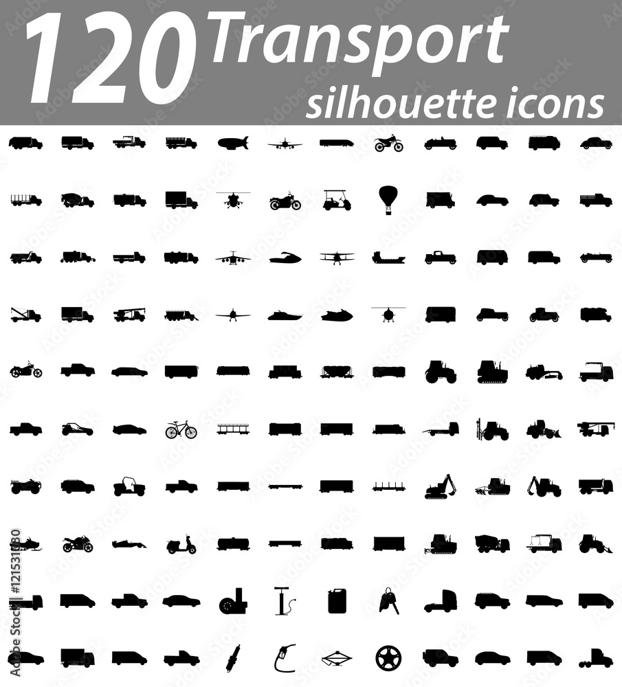 transport silhouette flat icons vector illustration