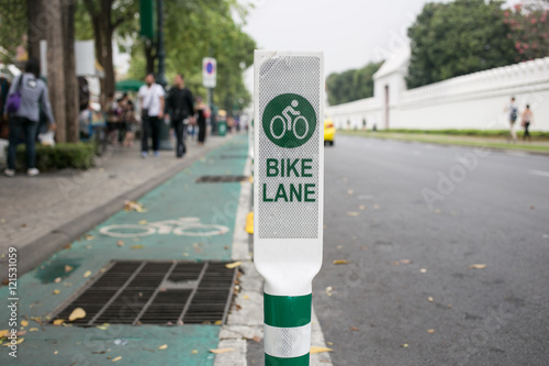 Bike Lane Sign in Bangkok, Thailand.