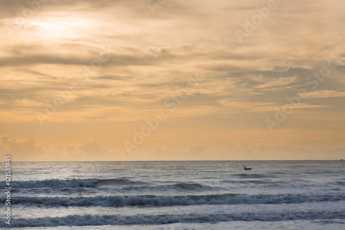 beautiful sea with clear sky and with cloud horizon background