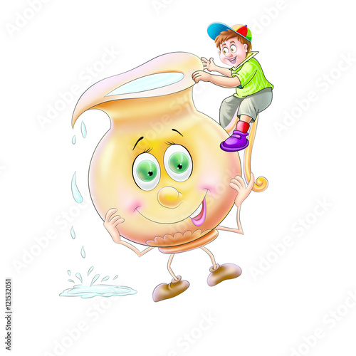 Boy on a big water jug