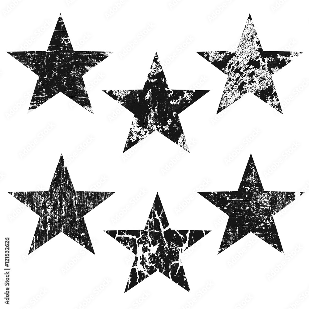 Grunge stars on white background - obrazy, fototapety, plakaty 