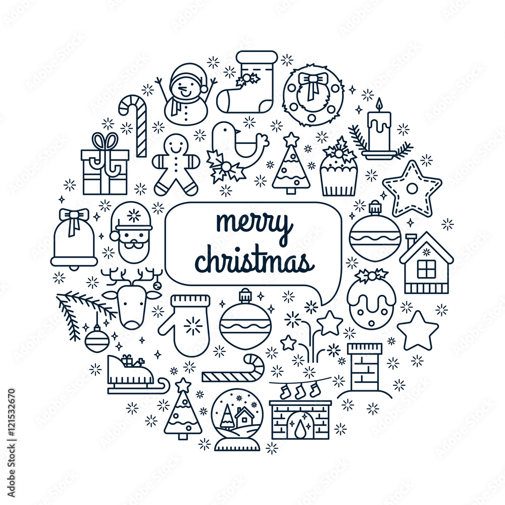 Illustration of symbols christmas items icon.