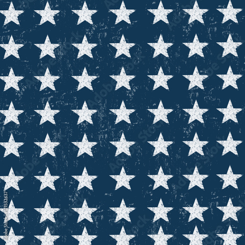 Grunge white stars pattern on blue background