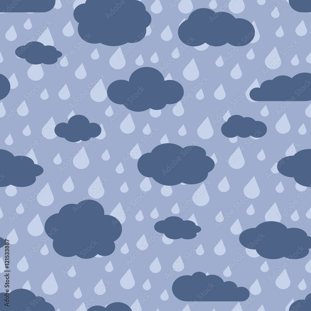 Vector rainy weather seamless pattern Vector rainy weather seamless pattern