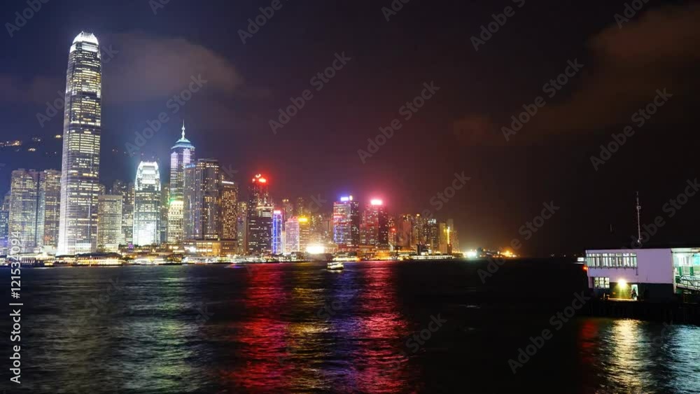 4K Time Lapse video in Victoria Harbour with Moving Ferries at Night 4K Time Lapse video in Victoria Harbour with Moving Ferries at Night
