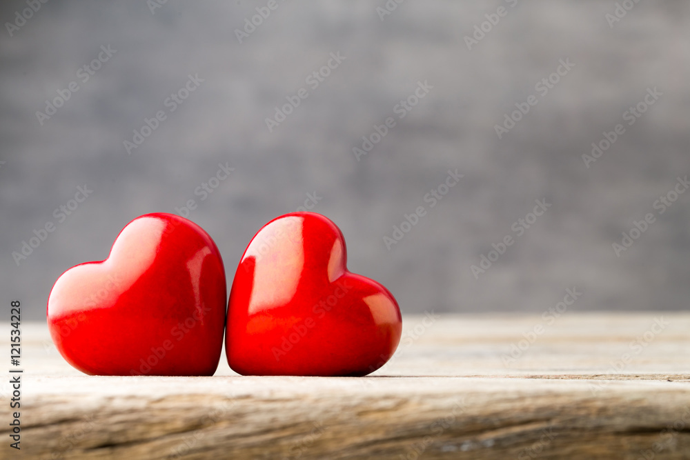 Fototapeta premium Red heart on the gray metal background.