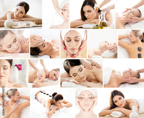 Photos with women having massage
