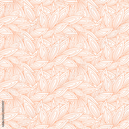 Cute seamless pattern with red contour autumn leaves on the white (transparent) background. Vector illustration