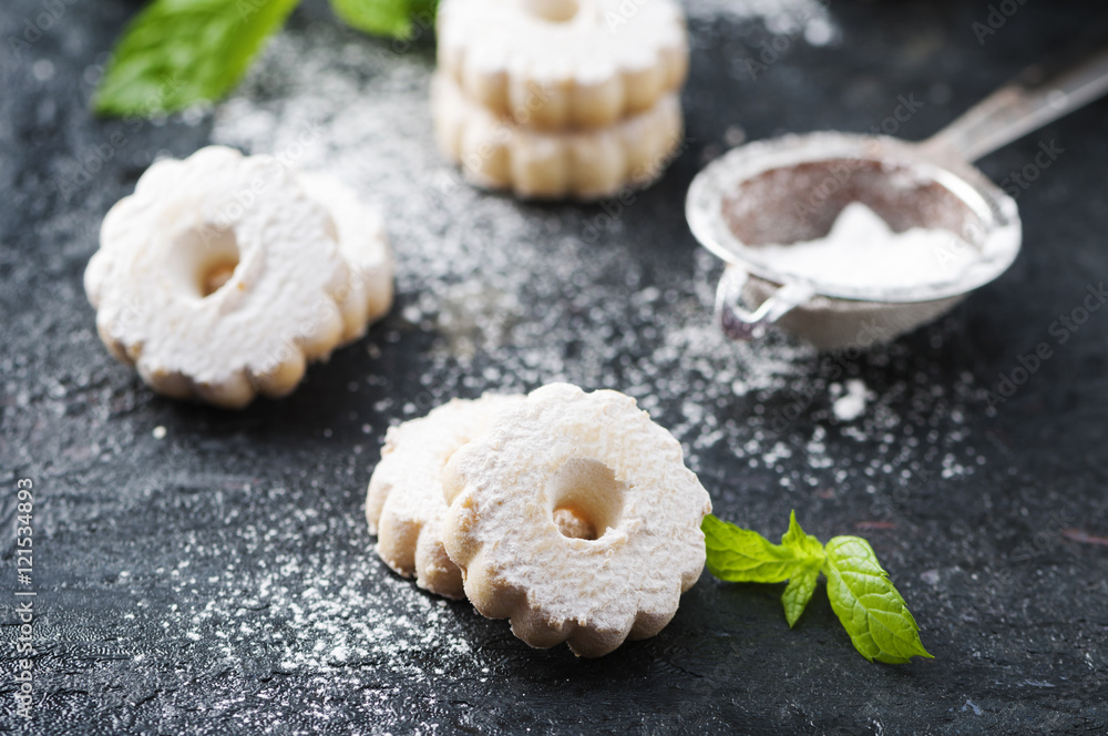 Homemade sweet cookies with mint Homemade sweet cookies with mint