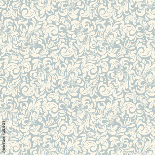 Seamless background of blue color in the style of baroque