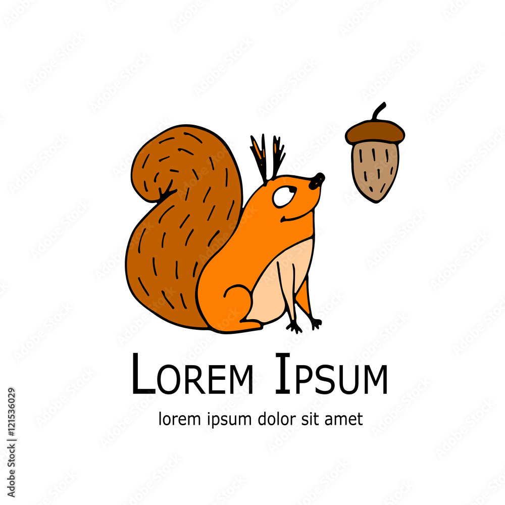 Fototapeta premium Funny squirrel with nut for your design